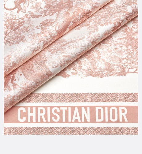 Toile de Jouy Sauvage 90 Square Scarf • Ivory and Pink Silk Twill