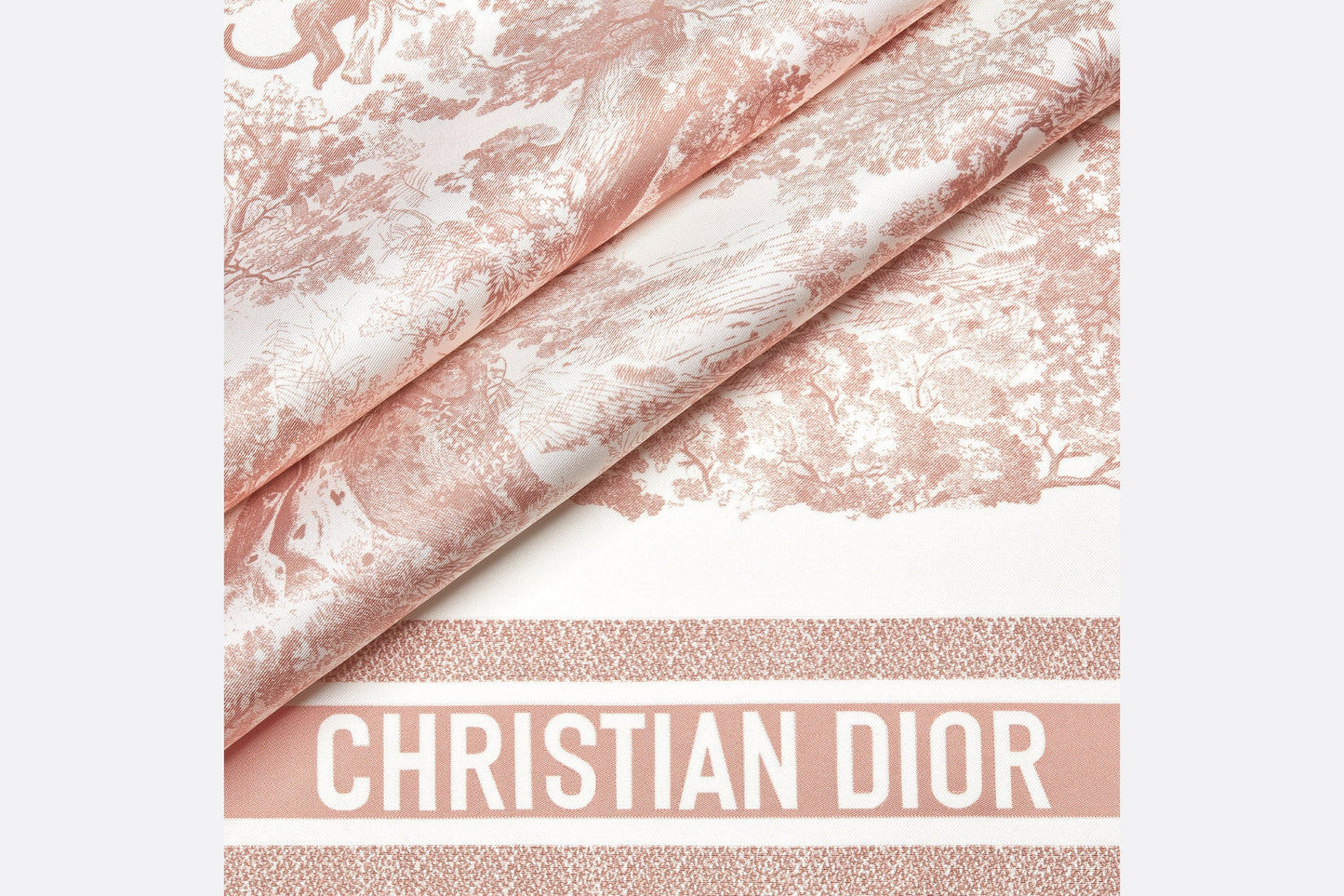 Toile de Jouy Sauvage 90 Square Scarf • Ivory and Pink Silk Twill