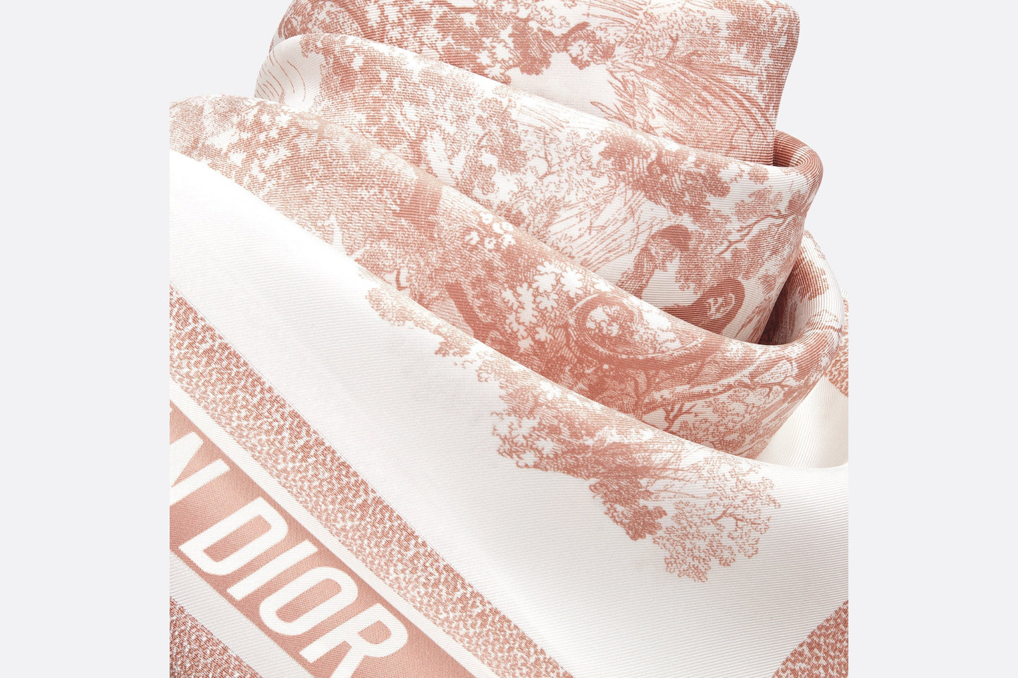 Toile de Jouy Sauvage 90 Square Scarf • Ivory and Pink Silk Twill