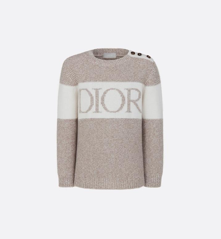 Sweater • Heathered Beige and Ivory Wool Tricot Knit and Cashmere