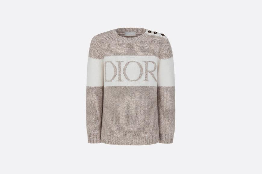 Sweater • Heathered Beige and Ivory Wool Tricot Knit and Cashmere