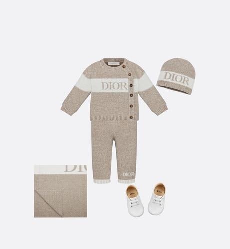 Beanie • Heathered Beige and Ivory Wool Tricot Knit and Cashmere