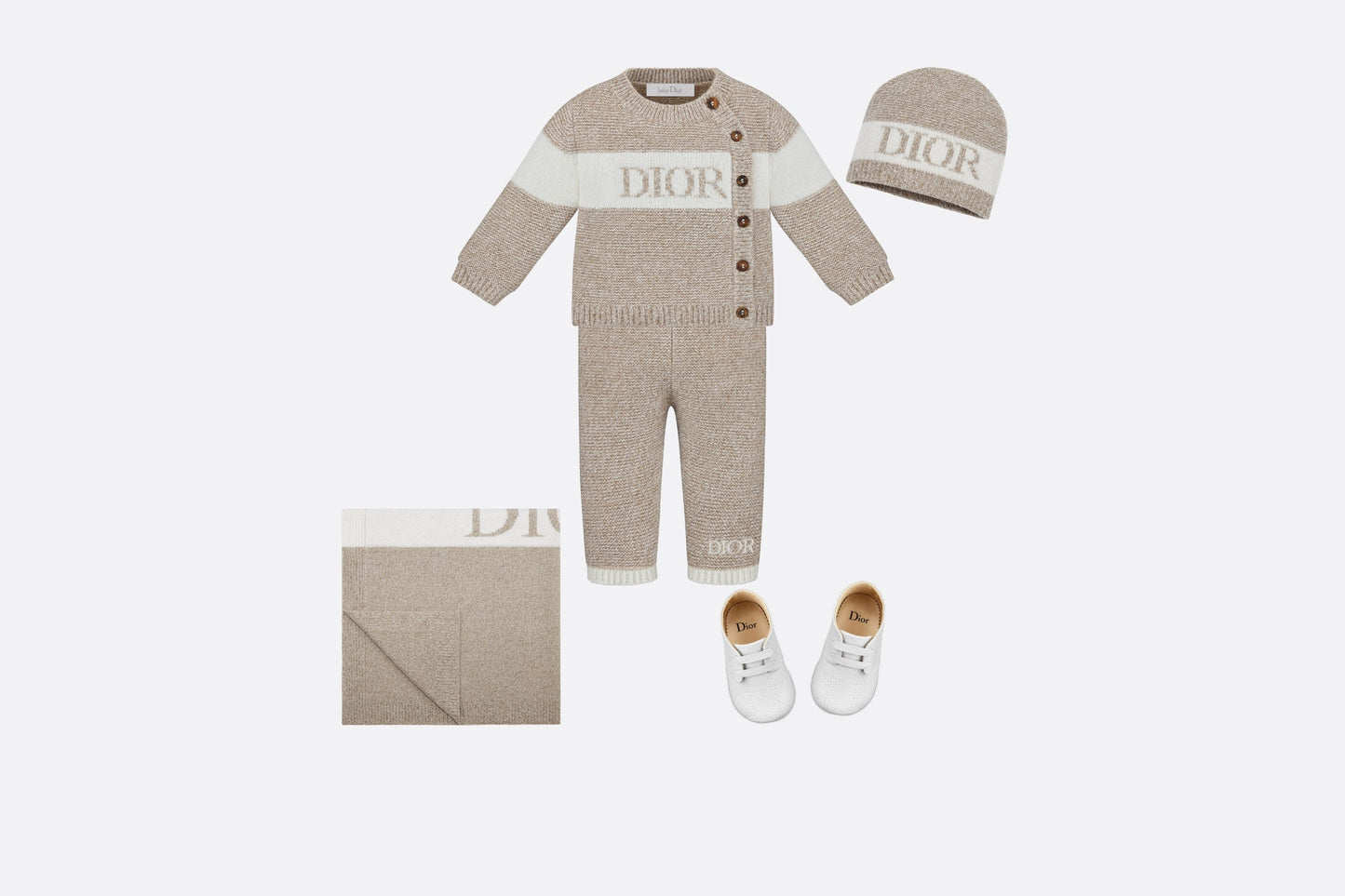 Pants • Heathered Beige and Ivory Wool and Cashmere Tricot Knit