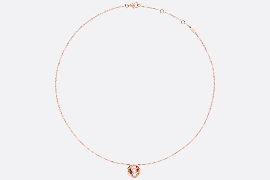 Large Rose Dior Couture Necklace • Pink Gold and Diamonds