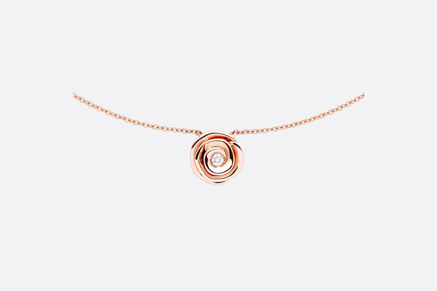 Large Rose Dior Couture Necklace • Pink Gold and Diamonds