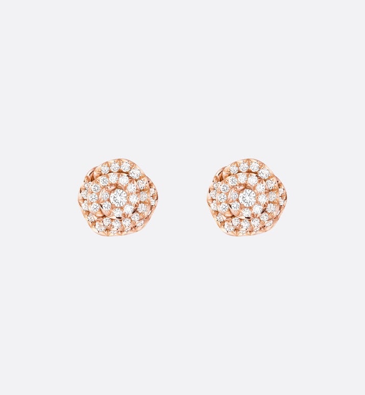 Small Rose Dior Couture Earrings • Pink Gold and Diamonds