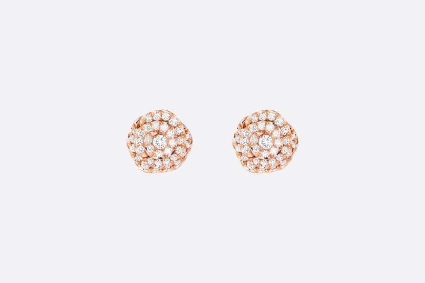 Small Rose Dior Couture Earrings • Pink Gold and Diamonds