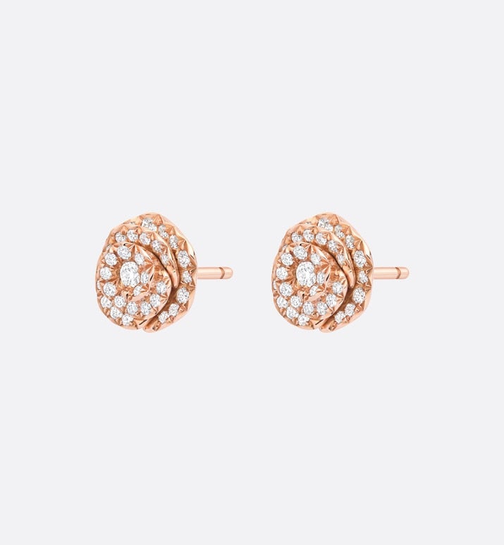Small Rose Dior Couture Earrings • Pink Gold and Diamonds