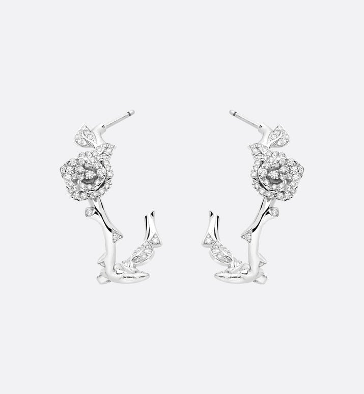 Rose Dior Bagatelle Earrings • 18K White Gold and Diamonds