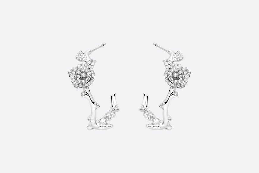 Rose Dior Bagatelle Earrings • 18K White Gold and Diamonds
