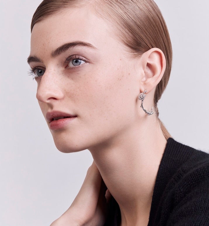 Rose Dior Bagatelle Earrings • 18K White Gold and Diamonds