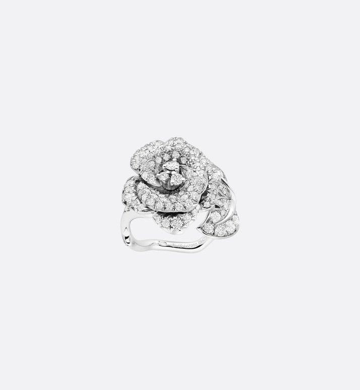 Medium Rose Dior Bagatelle Ring • 18K White Gold and Diamonds