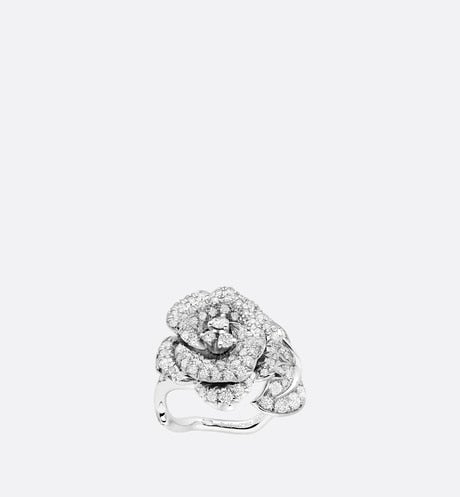 Medium Rose Dior Bagatelle Ring • 18K White Gold and Diamonds