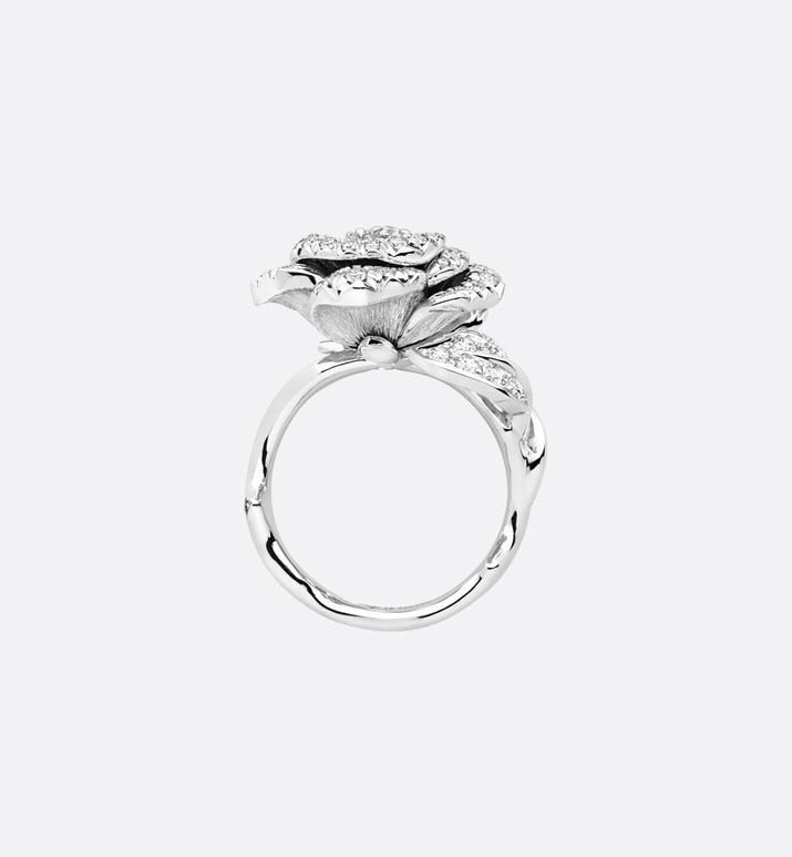 Medium Rose Dior Bagatelle Ring • 18K White Gold and Diamonds