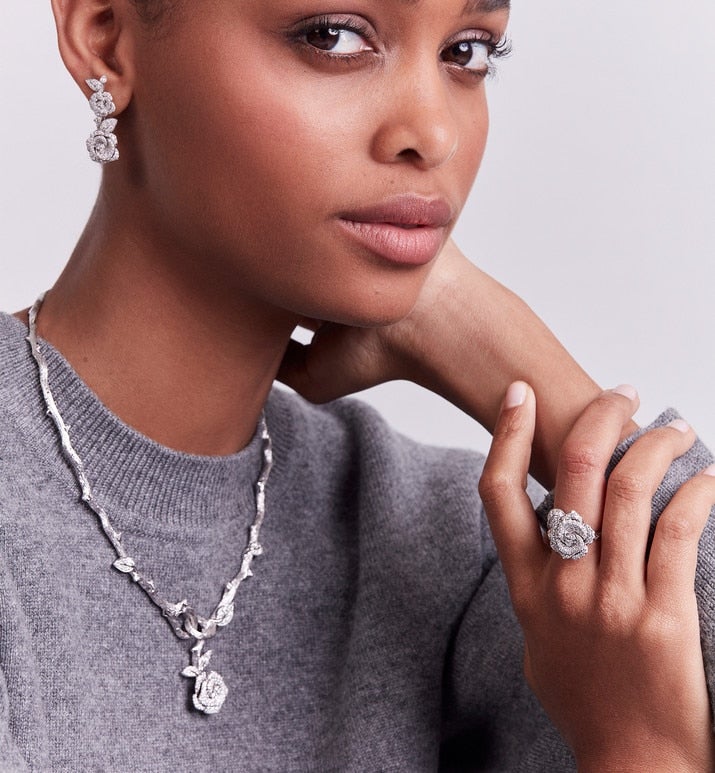 Medium Rose Dior Bagatelle Ring • 18K White Gold and Diamonds