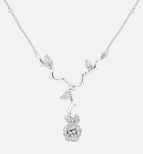 Medium Rose Dior Bagatelle Necklace • 18K White Gold and Diamonds