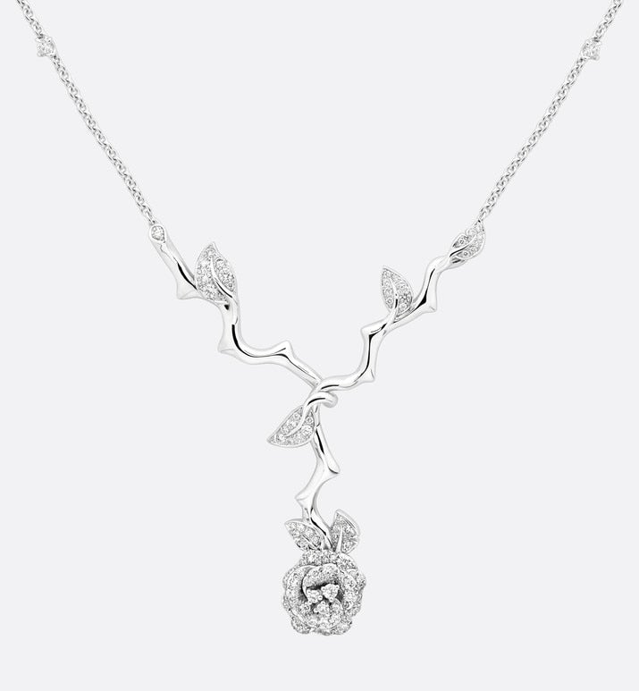 Medium Rose Dior Bagatelle Necklace • 18K White Gold and Diamonds