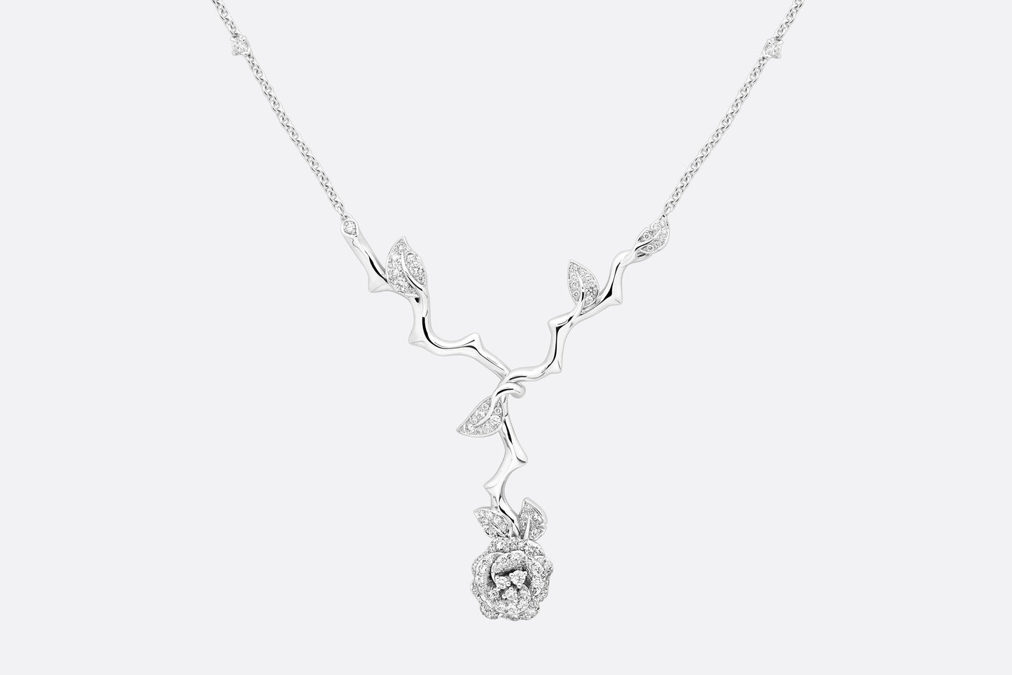 Medium Rose Dior Bagatelle Necklace • 18K White Gold and Diamonds