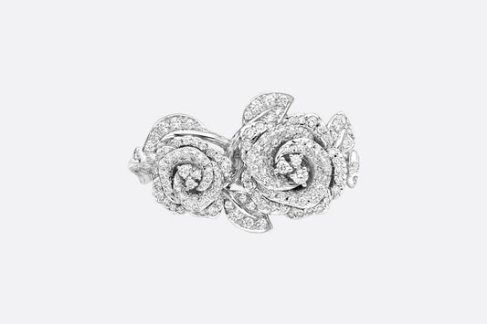 Large Rose Dior Bagatelle Ring • 18K White Gold and Diamonds
