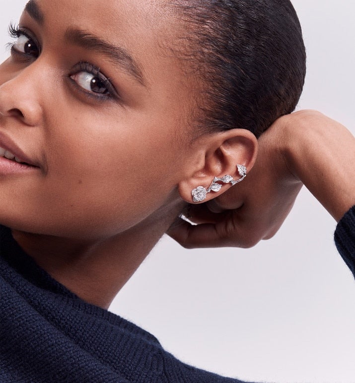 Rose Dior Bagatelle Earring • 18K White Gold and Diamonds