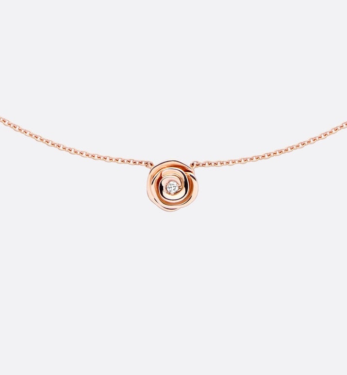 Small Rose Dior Couture Necklace • Pink Gold and Diamonds
