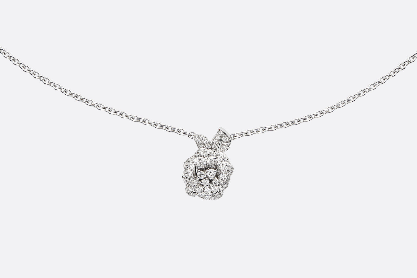Small Rose Dior Bagatelle Necklace • 18K White Gold and Diamonds