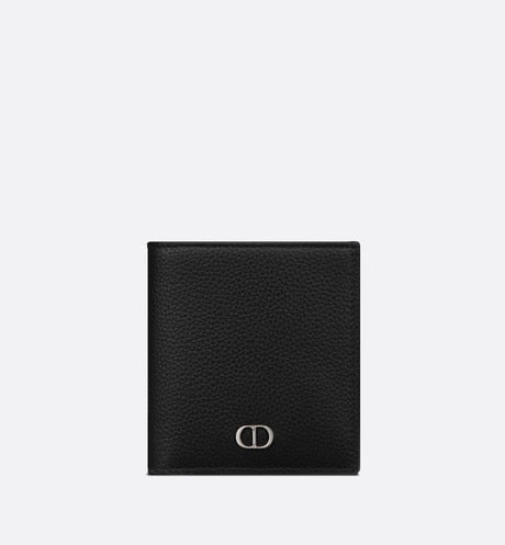 Vertical Wallet • Black Grained Calfskin with 'CD Icon' Signature