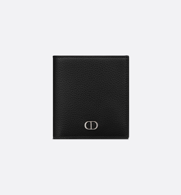Vertical Wallet • Black Grained Calfskin with 'CD Icon' Signature