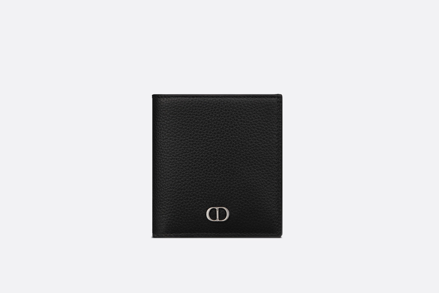 Vertical Wallet • Black Grained Calfskin with 'CD Icon' Signature