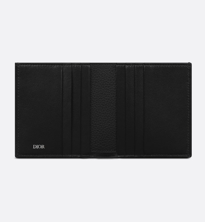 Vertical Wallet • Black Grained Calfskin with 'CD Icon' Signature