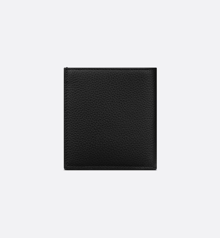 Vertical Wallet • Black Grained Calfskin with 'CD Icon' Signature