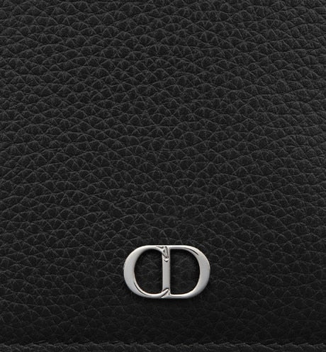 Vertical Wallet • Black Grained Calfskin with 'CD Icon' Signature