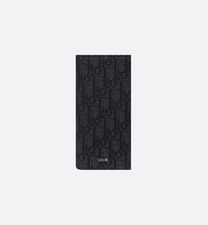 Vertical Long Wallet • Black Dior Oblique Jacquard