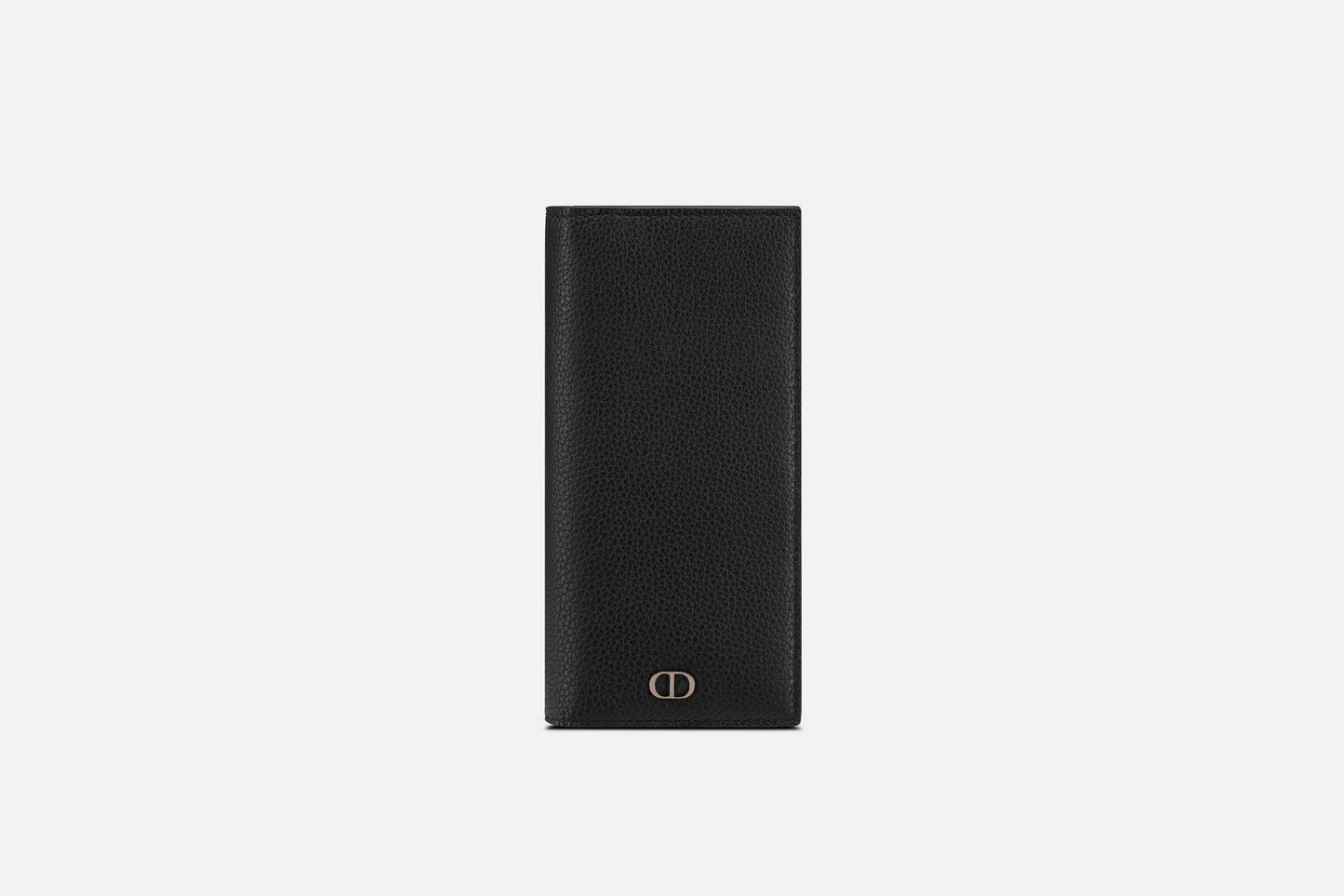 Vertical Long Wallet • Black Grained Calfskin with 'CD Icon' Signature