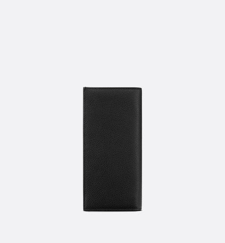 Vertical Long Wallet • Black Grained Calfskin with 'CD Icon' Signature