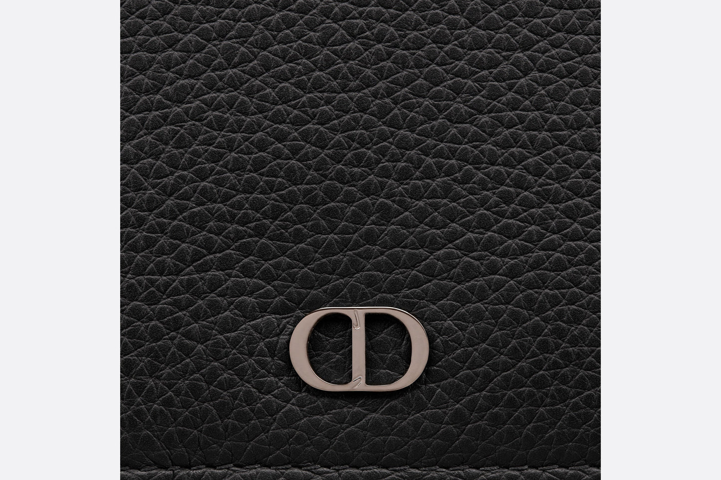 Vertical Long Wallet • Black Grained Calfskin with 'CD Icon' Signature