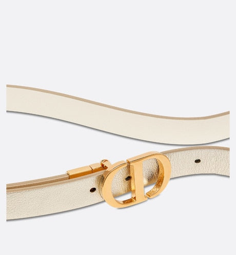 30 Montaigne Reversible Belt • Gold-Tone and Latte Smooth Calfskin, 20 MM