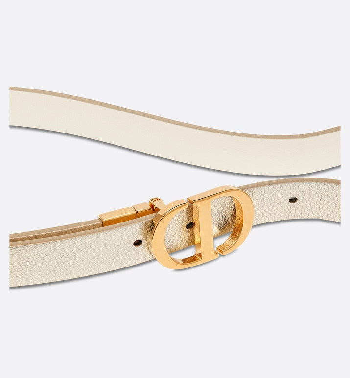 30 Montaigne Reversible Belt • Gold-Tone and Latte Smooth Calfskin, 20 MM
