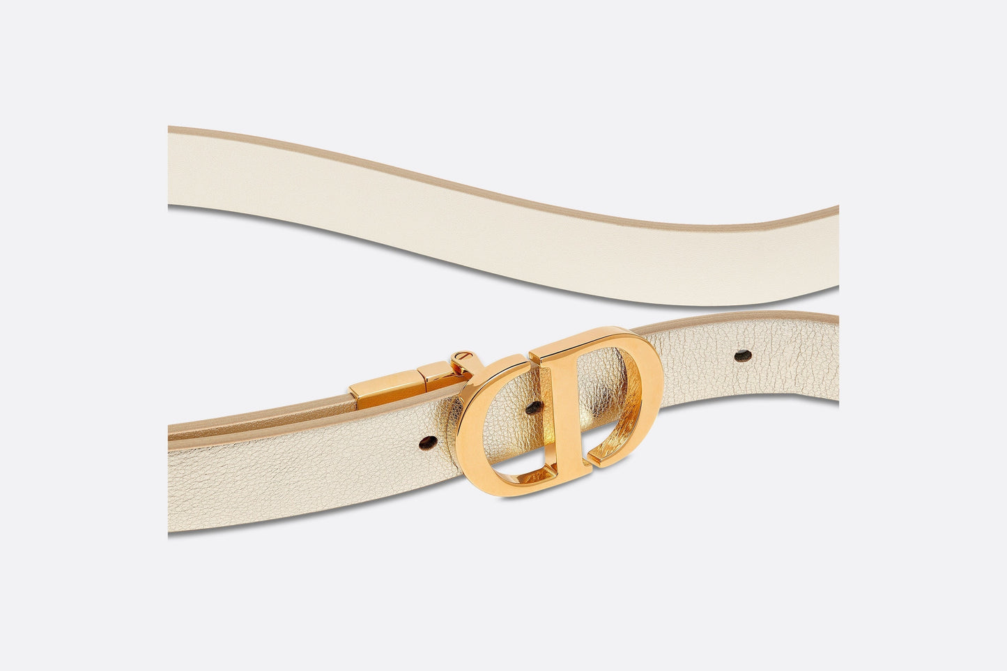 30 Montaigne Reversible Belt • Gold-Tone and Latte Smooth Calfskin, 20 MM