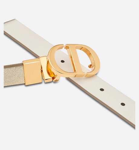 30 Montaigne Reversible Belt • Gold-Tone and Latte Smooth Calfskin, 20 MM