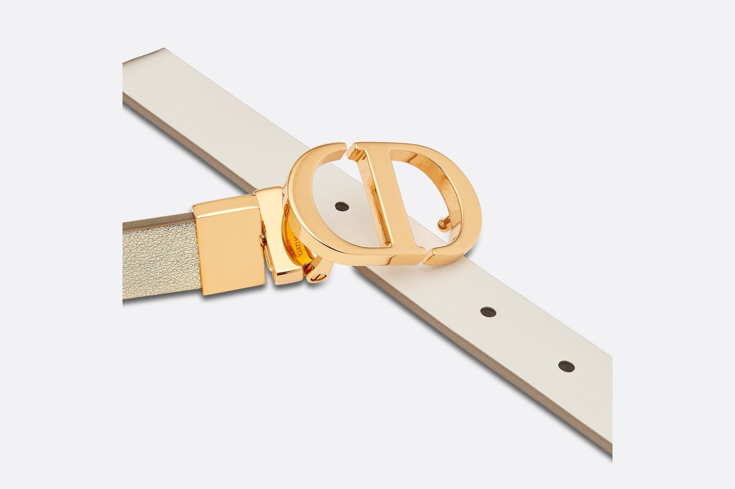 30 Montaigne Reversible Belt • Gold-Tone and Latte Smooth Calfskin, 20 MM