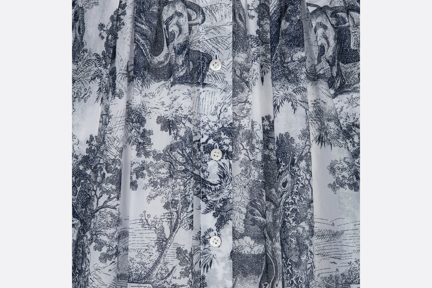 Mid-Length Shirt Dress • White and Navy Blue Toile de Jouy Cotton Voile