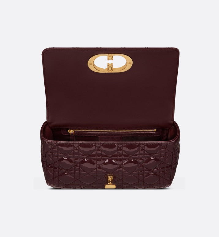 Medium Dior Caro Bag • Amaranth Patent Cannage Calfskin