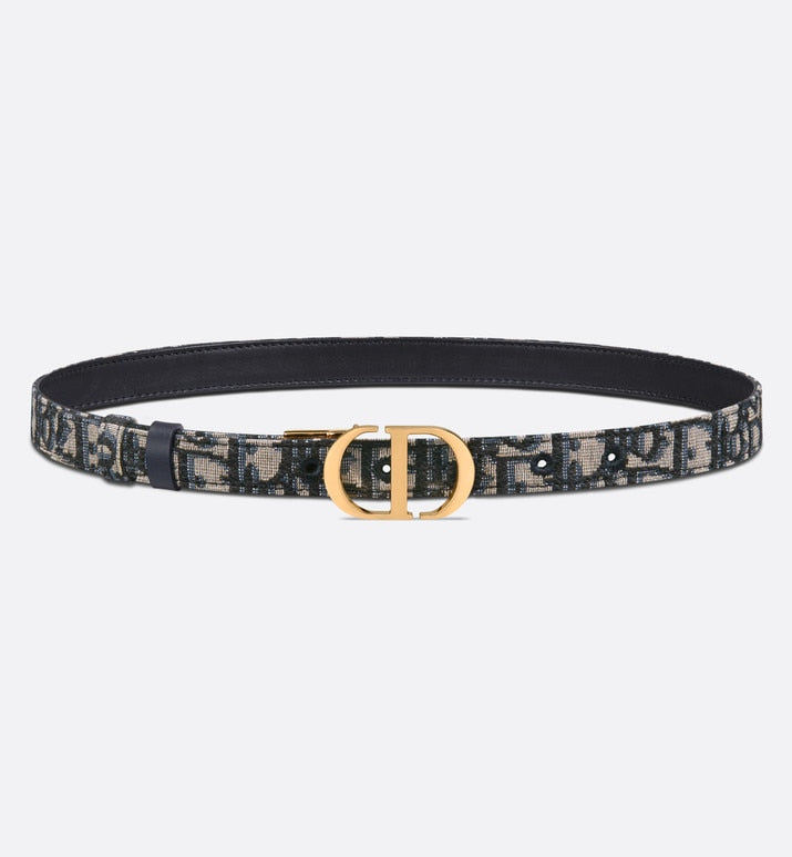30 Montaigne Reversible Belt • Blue Smooth Calfskin and Dior Oblique Jacquard, 20 MM
