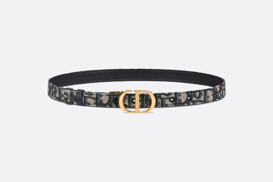 30 Montaigne Reversible Belt • Blue Smooth Calfskin and Dior Oblique Jacquard, 20 MM