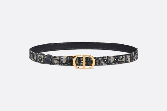 30 Montaigne Reversible Belt • Blue Smooth Calfskin and Dior Oblique Jacquard, 20 MM