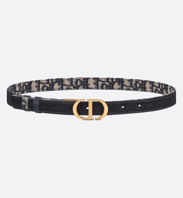 30 Montaigne Reversible Belt • Blue Smooth Calfskin and Dior Oblique Jacquard, 20 MM