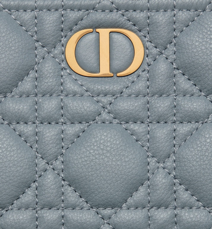 Large Dior Caro Daily Pouch • Cloud Blue Supple Cannage Calfskin