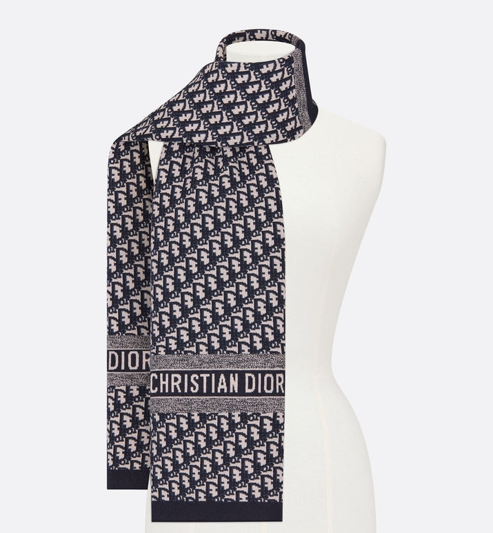 Dior Oblique Scarf • Navy Blue Technical Cashmere
