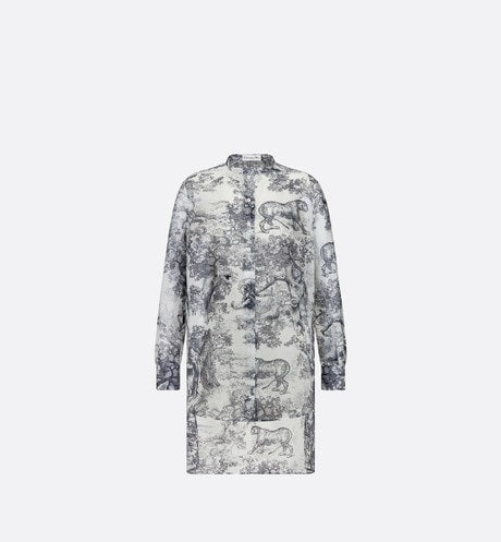 Long Blouse • White Toile de Jouy Cotton Voile